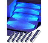 DetarZinLED Lampe Solaire Exterieur IP68 Etanche, Bleu, Lot de 6 | Matière en PC, Auto Adhesive, LED Eclairage Spot Solaire Exterieur, pour Escalier, Jardin, Sol, Terrasse, Chemin, Allée