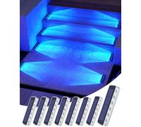 DetarZinLED Lampe Solaire Exterieur IP68 Etanche, Bleu, Lot de 8 | Matière en PC, Auto Adhesive, LED Eclairage Spot Solaire Exterieur, pour Escalier, Jardin, Sol, Terrasse, Chemin, Allée
