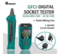 Détecteur de disjoncteur numérique TOOLTOP ET32, détection de câblage neutre/sous tension, testeur de prise GFCI, mesure de tension pour prises US/EU/UK ET32US