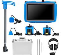Détecteur de fuite d'eau dans les canalisations avec 4 capteurs, 1 Hz-10 000 Hz, écran tactile LCD Localisateur de fuites dans les canalisations souterraines avec 3 tiges d'écoute, casque, carte 8 Go