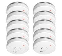 Détecteur de fumée - 10 ans - 85 dB - EN 14604 - 10 pièces - Détecteur optique à pile longue durée