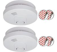 Détecteur de fumée, lot de 2, batterie de 10 ans, fixation magnétique, conforme à la norme EN14604