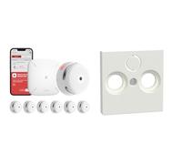 Détecteur de fumée X-Sense XS01-M ProConnected avec Station de Base SBS50 et Cache Aveugle Schneider Electric Merten 391619, Blanc Polaire Brillant, Système M, 1x Cache Aveugle, fabriqué en Allemagne