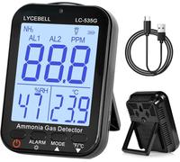 Détecteur de gaz ammoniac 535G, moniteur NH3, plage de mesure de 0 à 100 ppm, avec double alarme, détecteur de fuites de gaz portable rechargeable, idéal pour les fermes, l'industrie et les habitation