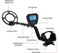 Détecteur de métaux pour adultes Détecteur d'or professionnel pour la chasse au trésor 3 modes de détection Tous les modes Métal/Notch/Pinpoint Bobine de recherche 10'' Haute précision