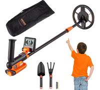Détecteur de métaux pour enfants, bobine de recherche étanche de 15 cm avec écran LCD, détecteur d'or réglable de 66 à 91 cm, tige légère en fibre de carbone pour les juniors et les jeunes à la recher