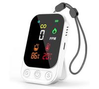 Détecteur de monoxyde de carbone 3-en-1 avec capteur de température et d'humidité, alarme de 85 dB, rechargeable