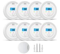 Détecteur de monoxyde de carbone - Détecteur CO - Écran LCD - Fixation murale - UL - Piles non incluses - Pack de 8