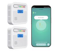 Détecteur de monoxyde de carbone intelligent, alarme de monoxyde de carbone WiFi pour la maison, surveillance à distance par app de détecteur d’alarme CO avec batterie de 10 ans, compatible Alexa.2PCS