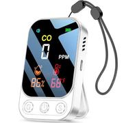 Détecteur de monoxyde de carbone - Mini-détecteur de CO - Pour l'intérieur - Détecteur de CO précis - Avec fonction d'alarme intelligente : 3 en 1 pour l'humidité, la température et le CO - Portable e