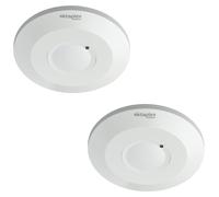 Détecteur de mouvement de plafond, angle de détection 360°, capteur à micro-ondes, portée de 2 à 16 mètres, 230 V, blanc, lot de 2