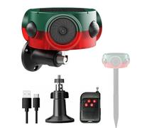 Détecteur de mouvement solaire avec 14 sons, KINGCOO 3 x 120 dB - Enregistrement sonore puissant - LED rouge d'avertissement de sécurité - Lumière stroboscopique pour extérieur, allée, ferme, cour