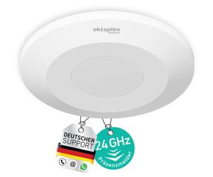 Détecteur de présence Oktaplex Isa 24 GHz HF, 360 degrés, pour intérieur, à fixer au plafond, blanc