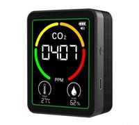 Détecteur de qualité de l'air 3 en 1 avec capteur de température et d'humidité, écran LCD, 1200 mAh, pour batterie, pour bureau, école, maison, blanc (noir)