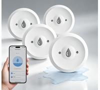 Détecteur Fuite Eau appli, Zigbee WLAN, IP67, 4 sondes, 4 Pack | Capteur eau intelligent avec notification push, compatible Tuya/SmartLife, alerte 80dB, étanche, pour cuisine salle de bain
