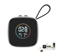 Détecteur Pm2.5, 7 x 7 x 3 cm, moniteur de qualité de l'air portable avec sangle, écran LED intérieur, testeur d'humidité domestique multifonction pour chambres à coucher, salons