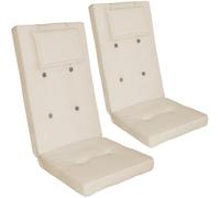 Detex 2x Coussins de Chaise de Jardin avec Dossier haut Crème 118x45x7 cm Oreiller Appui-tête Amovible hydrofuges