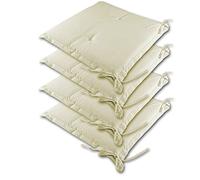 Detex® 4X Coussins de Chaise Crème Sydney Outdoor Hydrofuge 45 x 40 x 6 cm Coussin d'assise Garniture Chaise de Jardin