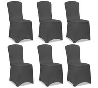 DETEX® 6x Housse de chaise anthracite tissu stretch opaque infroissable amovible mariage fête réception