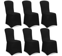 DETEX® 6x Housse de chaise noire tissu stretch opaque infroissable amovible mariage fête réception