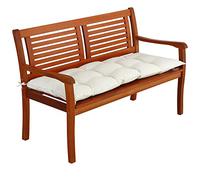 Detex Coussin de Banc avec Attaches Crème 110x45x8cm Intérieur Extérieur Coussin pour Banc Banquette 100% Polyester