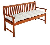 Detex Coussin de Banc avec Attaches - Intérieur Extérieur Coussin pour Banc Banquette - 145x45x8cm - 100% Polyester - Crème