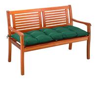 Detex Coussin de Banc avec Attaches Vert 110x45x8cm Intérieur Extérieur Coussin pour Banc Banquette 100% Polyester