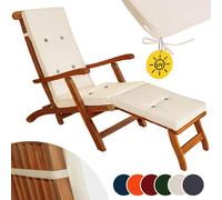 Detex Coussin pour chaise longue crème pour siège inclinable coussin pour bain de soleil relaxation intérieur extérieur hydrofuge