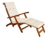 Detex Coussin pour chaise longue crème pour siège inclinable coussin pour bain de soleil relaxation intérieur extérieur hydrofuge
