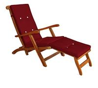 Detex Coussin pour Chaise Longue Rouge pour siège inclinable Coussin pour Bain de Soleil Relaxation intérieur extérieur Hydrofuge
