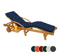 Detex Coussin pour transat Bleu Chaise Longue de Jardin 195cm Hydrofuge Coussin Bain de Soleil intérieur extérieur
