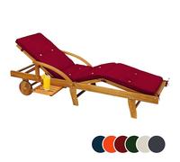 Detex Coussin pour transat Rouge Chaise Longue de Jardin 195cm Hydrofuge Coussin Bain de Soleil intérieur extérieur