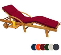 Detex Coussin pour transat rouge chaise longue de jardin 195cm Hydrofuge Coussin bain de soleil intérieur extérieur