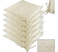 Detex Ensemble de 6 Coussins Boston de Chaise de Jardin Crème Coussin de siège de Jardin en Polyester intérieur extérieur