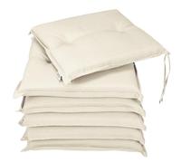 Detex Ensemble de 6 Coussins Boston de Chaise de Jardin Crème Coussin de siège de Jardin en Polyester intérieur extérieur