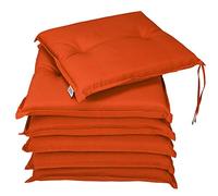 Detex® Ensemble de 6 Coussins Boston de Chaise de Jardin Orange Coussin de siège de Jardin en Polyester intérieur extérieur