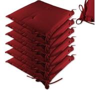 Detex® Ensemble de 6 Coussins Boston de Chaise de Jardin Rouge Coussin de siège de Jardin en Polyester intérieur extérieur