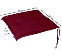 DETEX® Ensemble de 6 Coussins Boston de Chaise de Jardin Rouge Coussin de siège de Jardin en Polyester intérieur extérieur