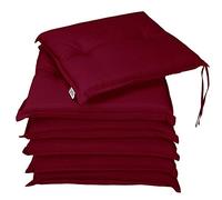 Detex® Ensemble de 6 Coussins Boston de Chaise de Jardin Rouge Coussin de siège de Jardin en Polyester intérieur extérieur