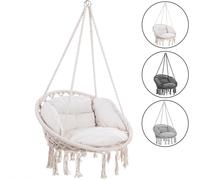 DETEX® Fauteuil Suspendu avec Coussins Anthracite hamac extérieur Chaise Suspendue balancelle Relax Jardin capacité 150 kg Fauteuil de Lecture