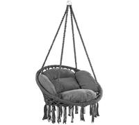 DETEX® Fauteuil suspendu avec coussins anthracite hamac extérieur chaise suspendue balancelle jardin capacité 150 kg