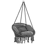 DETEX Fauteuil Suspendu avec Coussins Anthracite | suspendue balancelle relax jardin capacité 150 kg fauteuil, durable, structure en métal, balancoire longue œuf suspendu