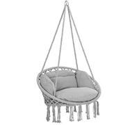 DETEX® Fauteuil suspendu avec coussins gris hamac extérieur chaise suspendue balancelle relax jardin capacité 150 kg fauteuil de lecture