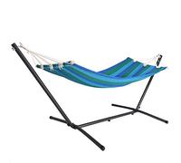 Detex Hamac avec Cadre en métal 200 x 80cm Support Individuel Toile résistante Anti-déchirures Bleu