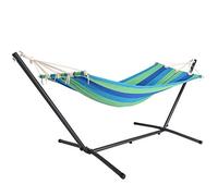 Detex Hamac avec Cadre en métal 200 x 80cm Support Individuel Toile résistante Anti-déchirures Vert