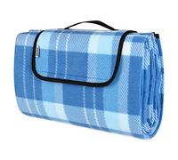 Detex Plaid - Couverture de Pique-Nique Pliable avec poignée - Pratique - Compacte - Imperméable - Thermo-Isolante - Bleu
