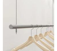 DETMOL Tringle À Vêtements Design Industriel, Montage Au Plafond Capacité De Charge 75kg, Acier Inoxydable Porte-vêtements Industriel, Applicable À Vestiaire Chambre À Coucher Dressing(80cm)