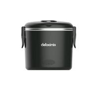 DETOXIMIX - Lunch Box Chauffante Electrique 240 V - bureau ou déplacement - Boite Repas Hermétique Isotherme à Emporter - Garde au Chaud toute la journée - 2 compartiments Amovibles 1L + 0,35L - Noir