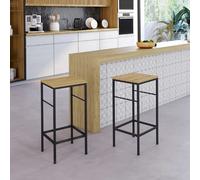 IDMarket - Lot de 2 tabourets de bar Detroit - design industriel - Multicolore