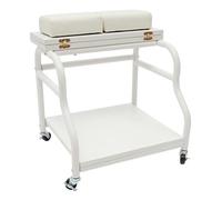 Dettchan Chariot cosmétique portable blanc avec roulettes et 2 coussins doux, chariot de bain de pieds pour salons de beauté, salons de massage, manucure des pieds 40 x 40 cm